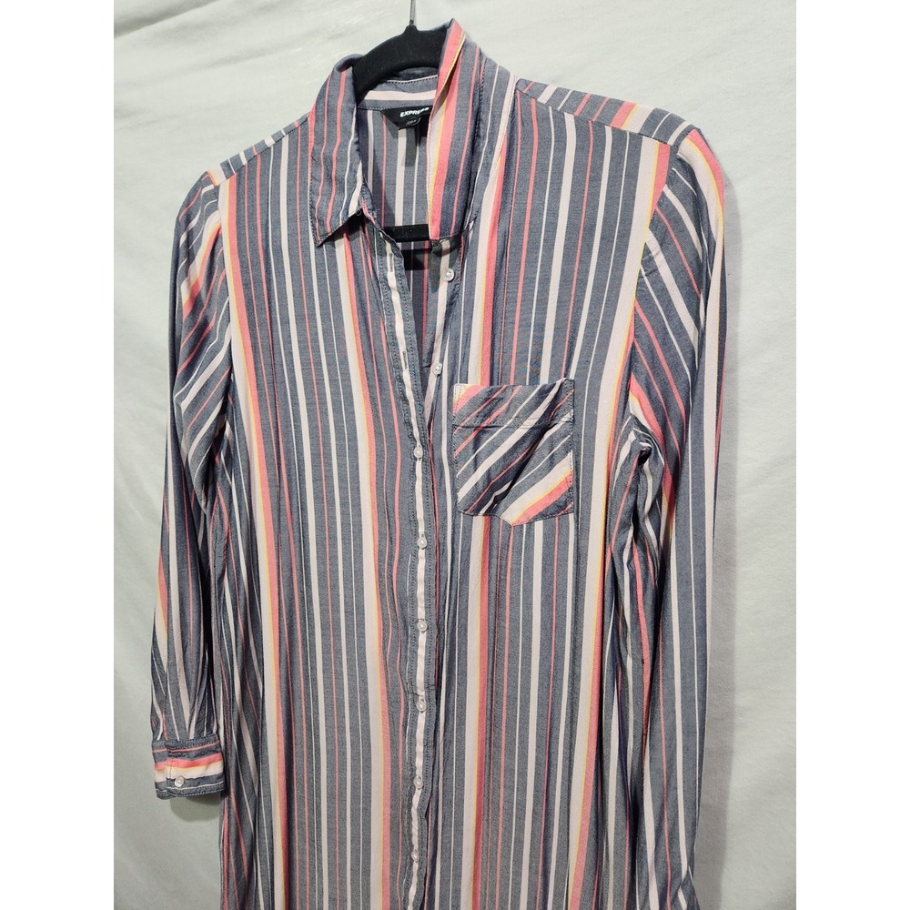Express Lightweight Striped Button Down Shirt Dre… - image 2